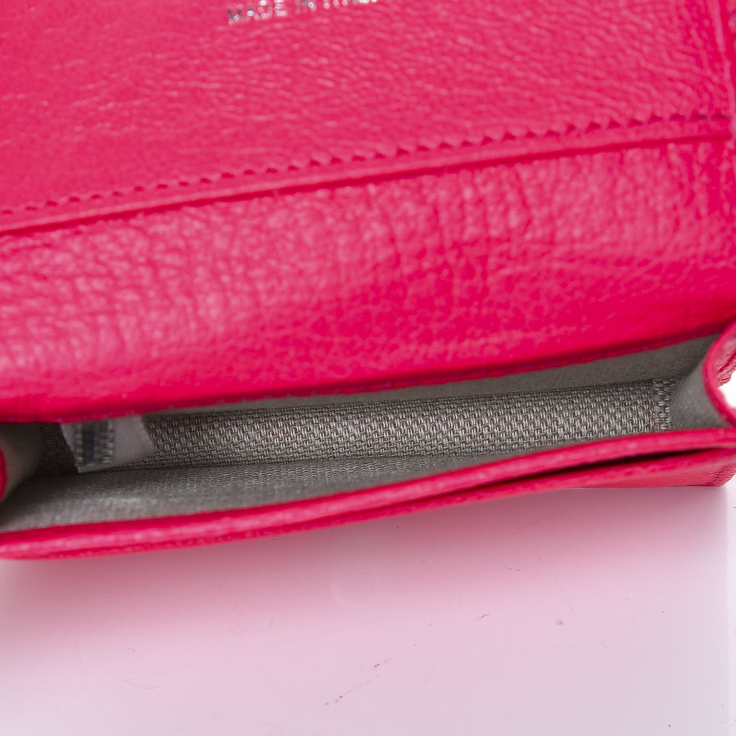 Fluorescent Calfskin Star Studded Nello Card Holder Shocking Pink