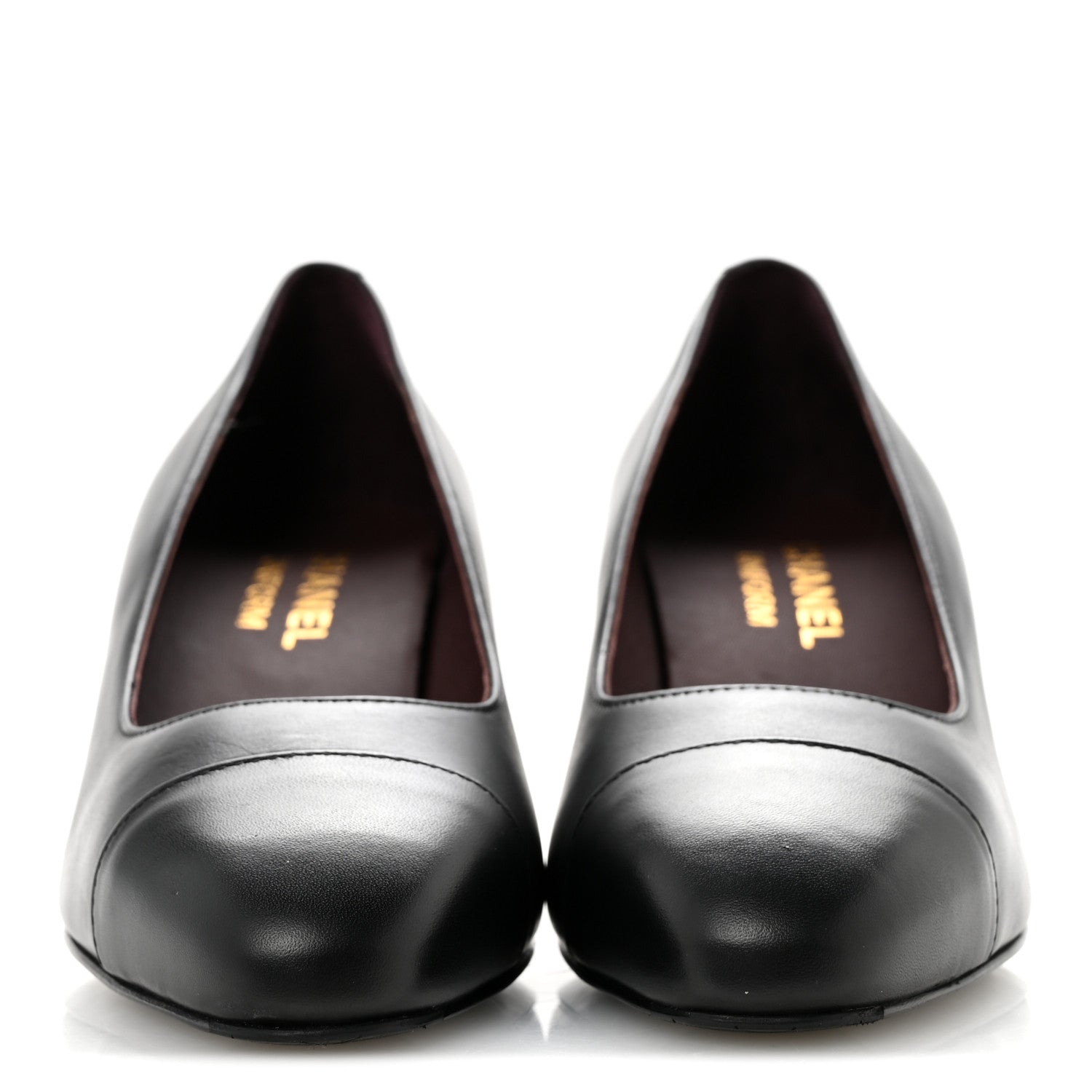 Chanel Lambskin Cap Toe CC Uniform Pumps 35 Black 3 of 11