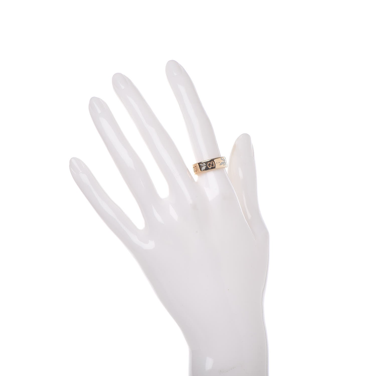 Gucci 18K Yellow Gold Enamel Wide Icon Blooms Ring 52 6 2 of 5