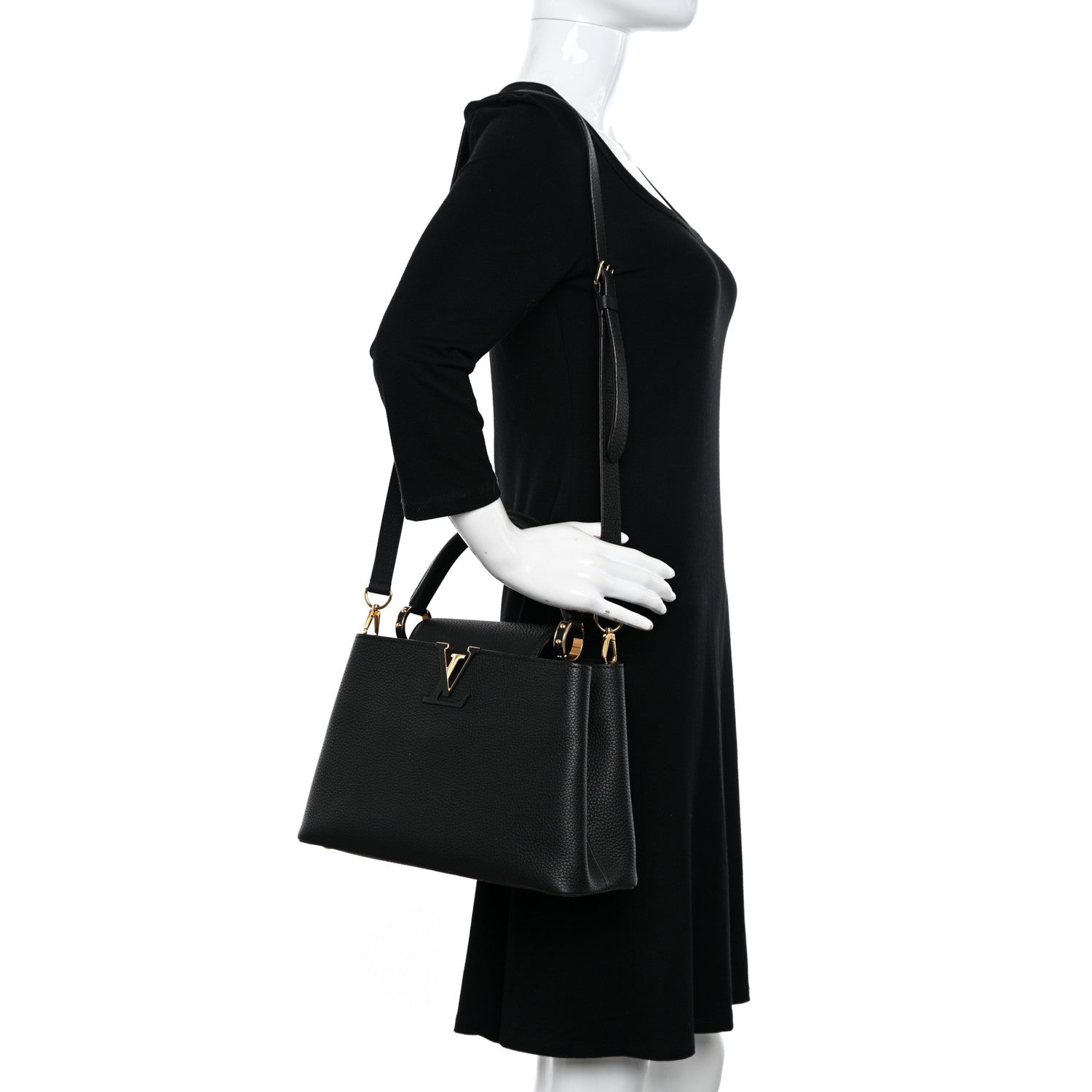 Louis Vuitton Taurillon Capucines PM Black 2 of 12