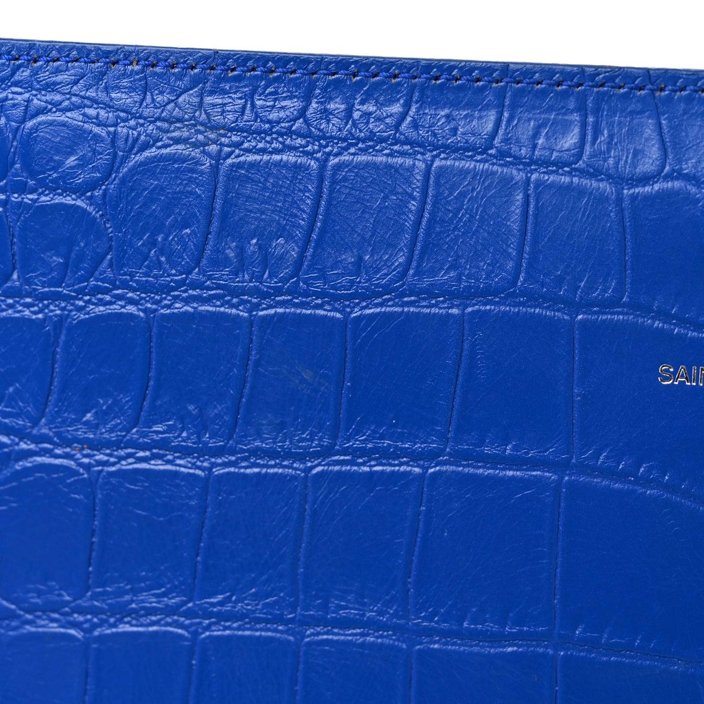 Calfskin Crocodile Embossed Classic Kate Monogram Clutch Royal Blue