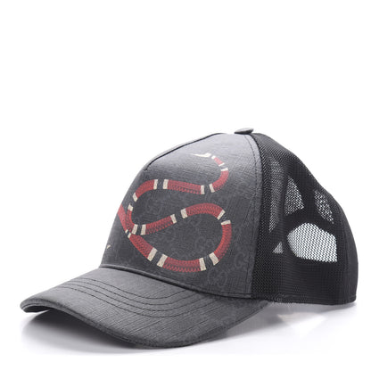 Gucci GG Supreme Monogram Kingsnake Print Baseball Hat S 57 Black 1 of 7