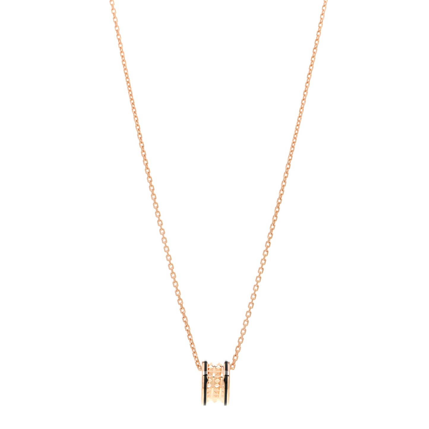 18K Rose Gold Black Ceramic B.Zero1 Rock Pendant Necklace