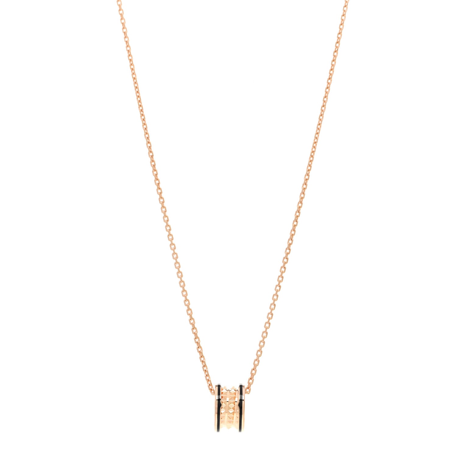 Bulgari 18K Rose Gold Black Ceramic B.Zero1 Rock Pendant Necklace 1 of 5