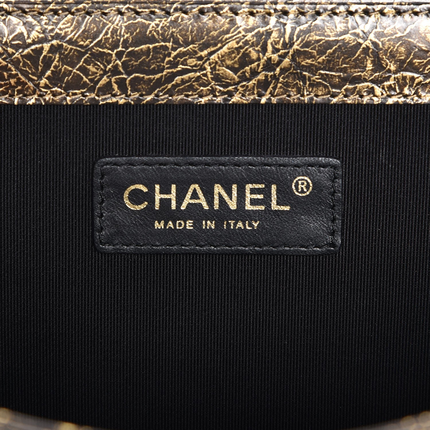 Chanel Cracked Metallic Calfskin Quilted Zip Away Chain Clutch Gold 6 of 8