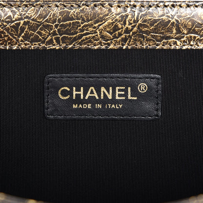 Chanel Cracked Metallic Calfskin Quilted Zip Away Chain Clutch Gold 6 of 8
