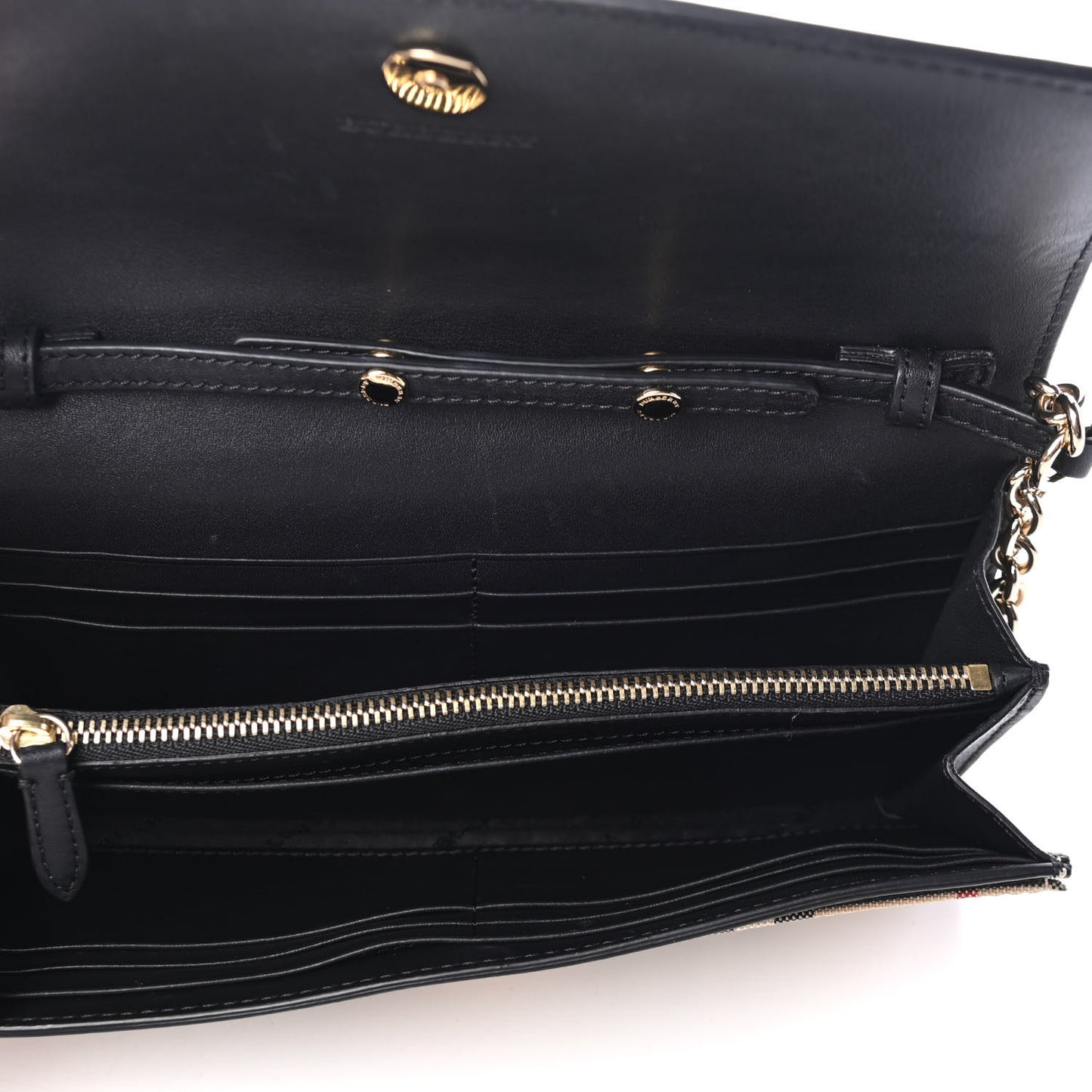Calfskin House Check Henley Wallet On Chain Black