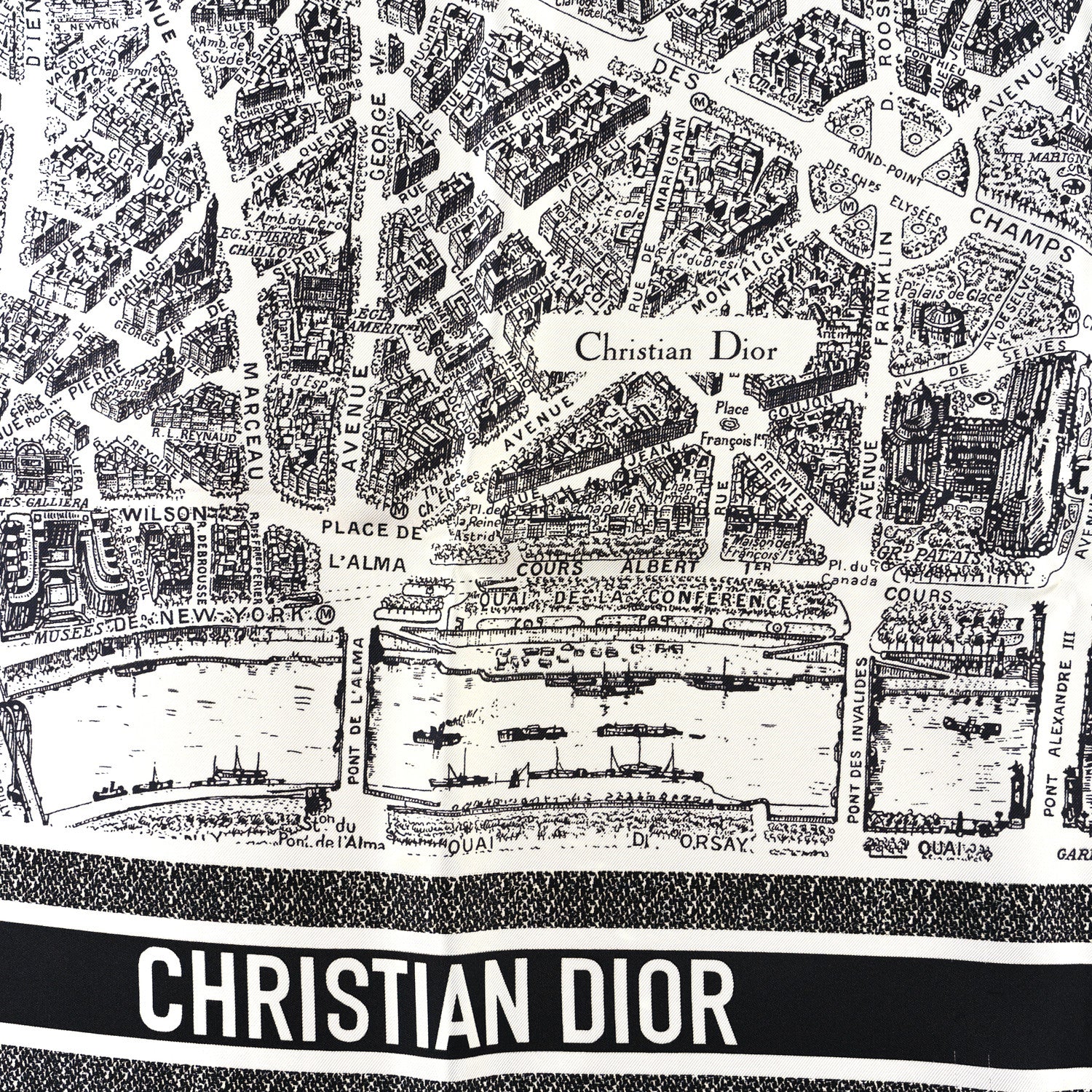 Christian Dior Silk Toile De Jouy Scarf Blue Marine 2 of 3