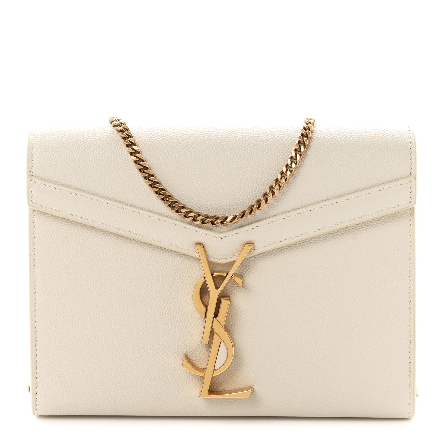 Saint Laurent Grain De Poudre Monogram Cassandra Chain Wallet Crema Soft 1 of 9