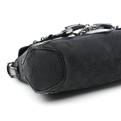 Gucci Monogram Horsebit Chain Flap Shoulder Bag Black 8 of 9