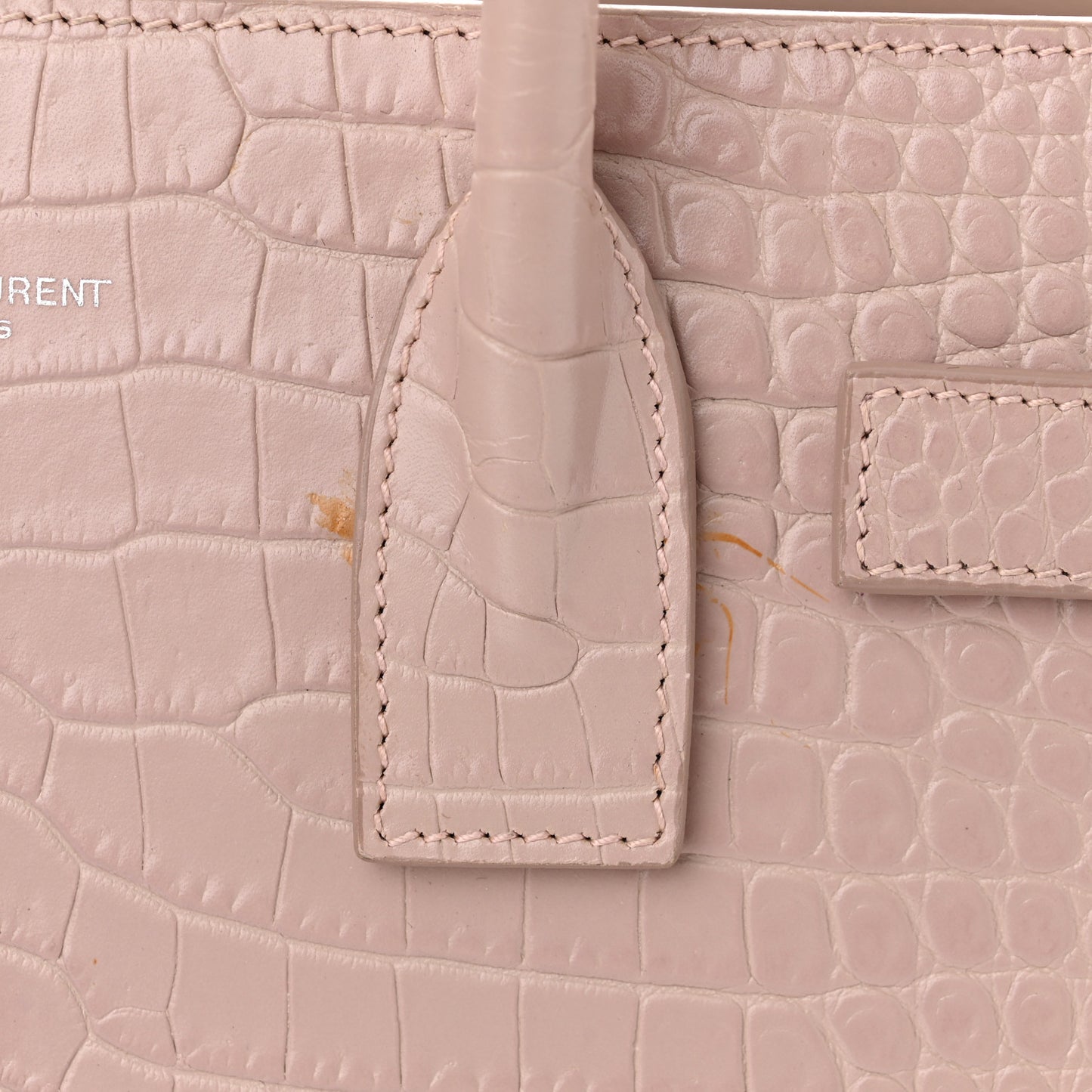Calfskin Crocodile Embossed Baby Sac De Jour Rose Antic