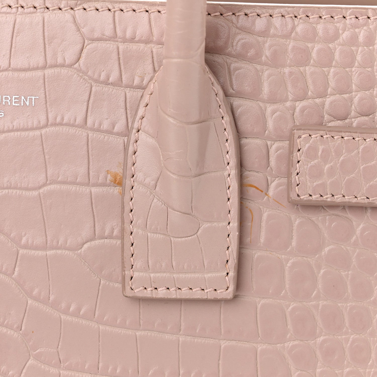 Saint Laurent Calfskin Crocodile Embossed Baby Sac De Jour Rose Antic 18 of 18