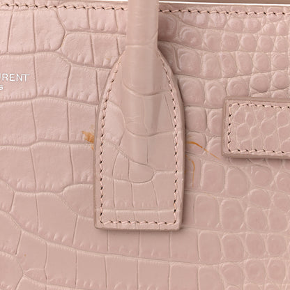 Saint Laurent Calfskin Crocodile Embossed Baby Sac De Jour Rose Antic 18 of 18
