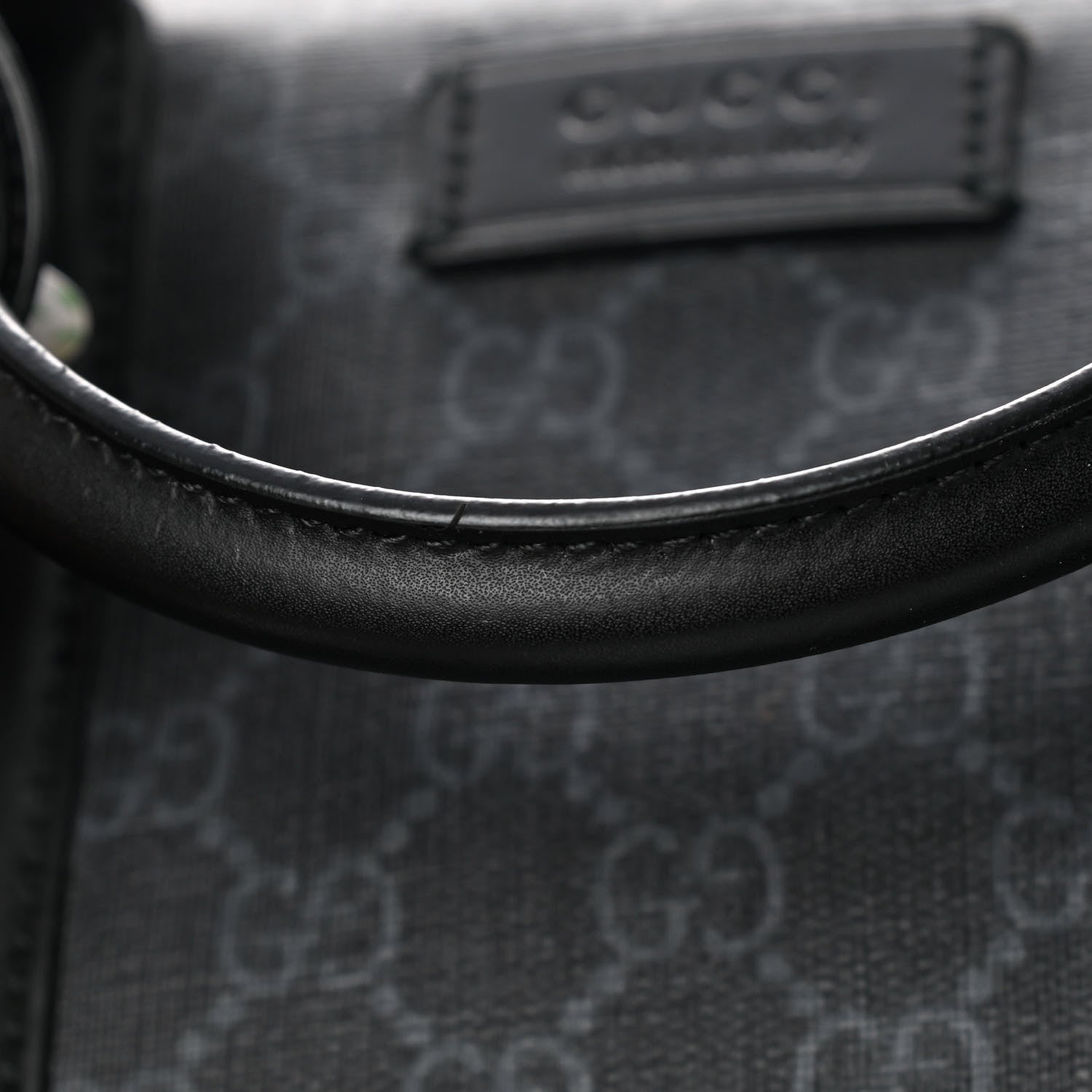 Gucci Soft GG Supreme Monogram Appia Calfskin Web Medium Carry On Duffle Bag Black Grey 13 of 15