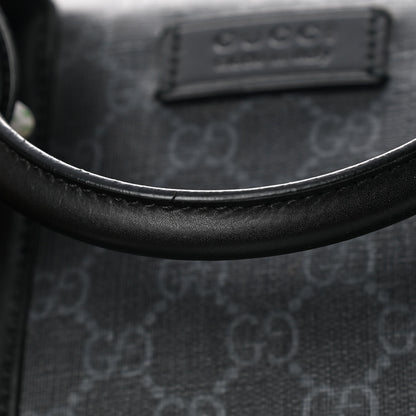 Gucci Soft GG Supreme Monogram Appia Calfskin Web Medium Carry On Duffle Bag Black Grey 13 of 15