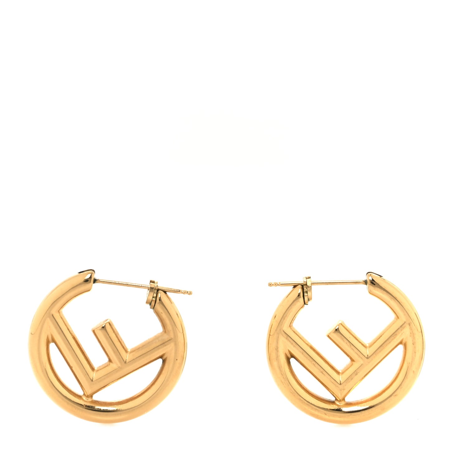 Metal FF Hoop Earrings Gold