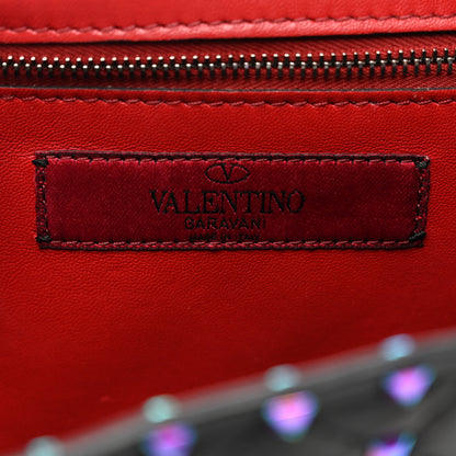 Valentino Garavani Lambskin Oil Slick Rockstud Spike Wallet on Chain Black 8 of 15