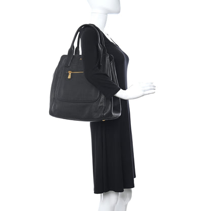 Miu Miu Goatskin Madras Tote Black 3 of 10