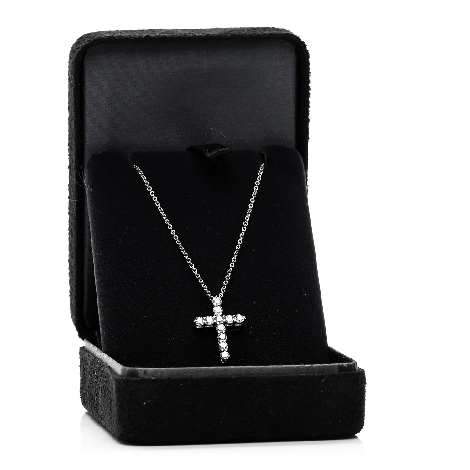 Tiffany Platinum Diamond Small Cross Pendant Necklace 6 of 6