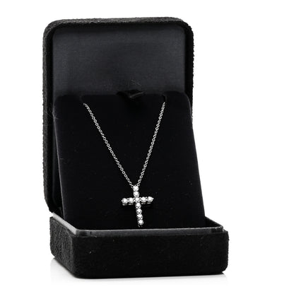 Tiffany Platinum Diamond Small Cross Pendant Necklace 6 of 6