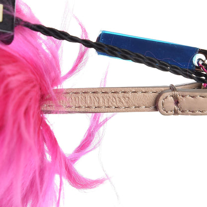 Fendi Alpaca Mink Fur Crystal Faces Micro Bag Bug Charm Fuchsia 3 of 5