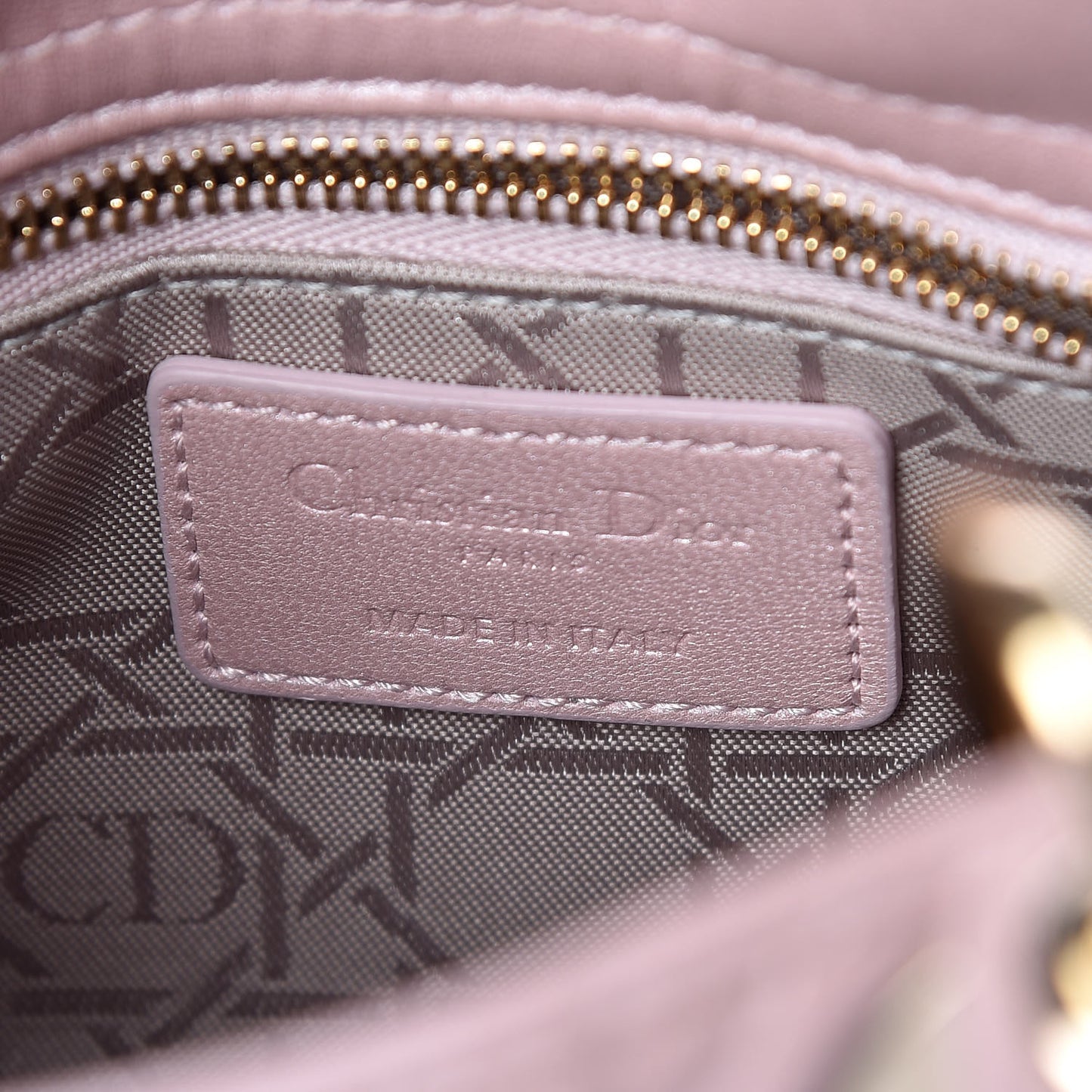 Metallic Lambskin Cannage Mini Lady Dior Lotus
