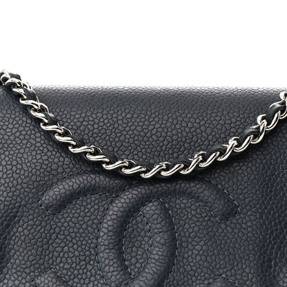 Chanel Caviar Half Moon Wallet On Chain WOC Dark Blue 9 of 11