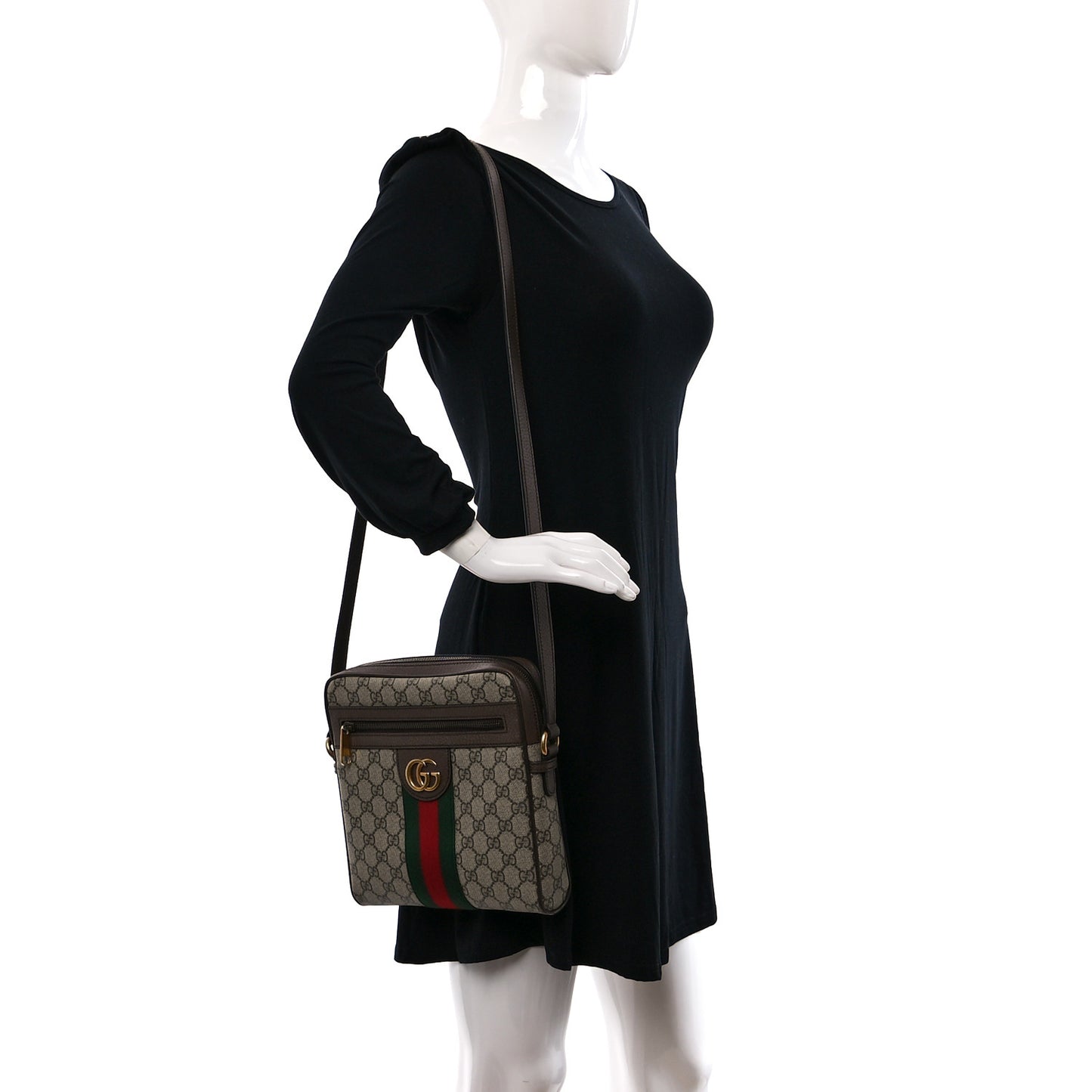 GG Supreme Monogram Web Small Ophidia Messenger Bag Brown