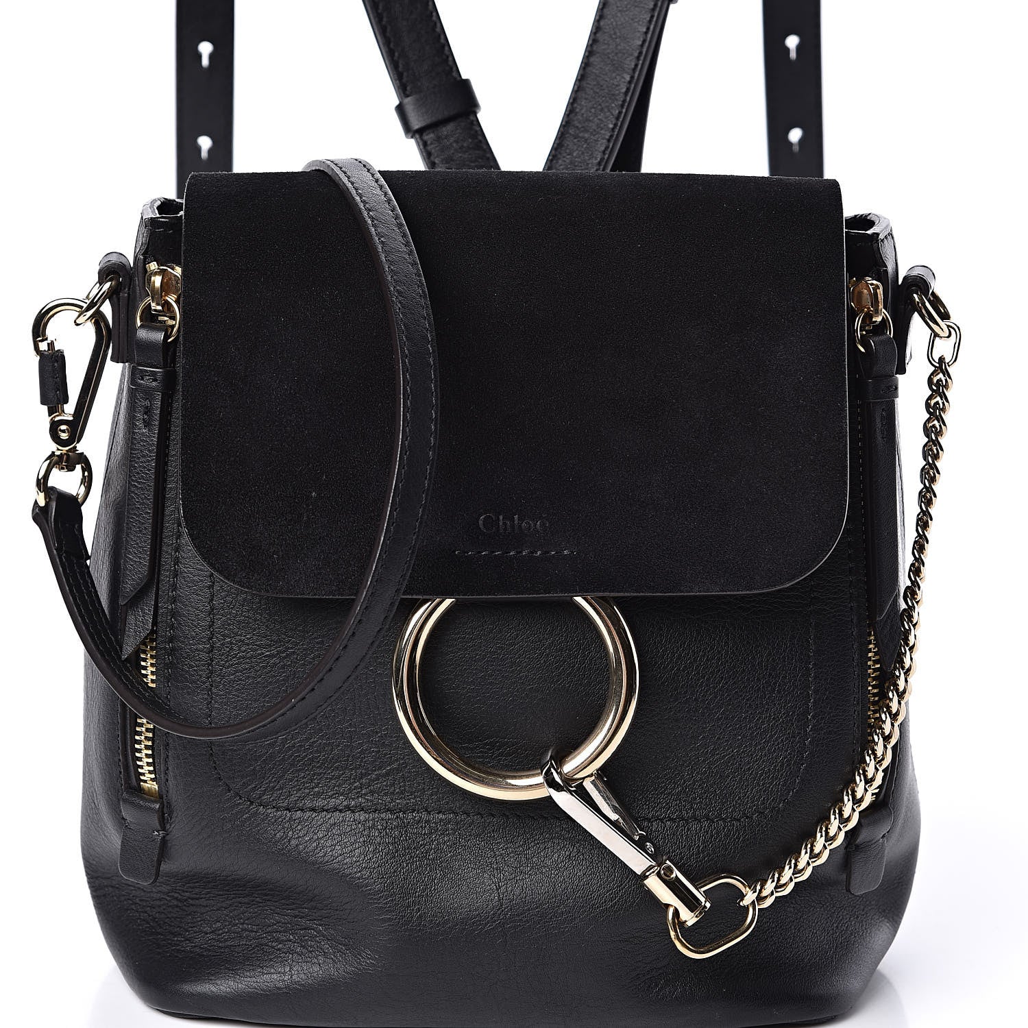 Chloe Suede Calfskin Small Faye Backpack Black 12 of 12