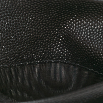 Saint Laurent Grain De Poudre Matelasse Chevron Monogram Zipped Card Case Black 8 of 10