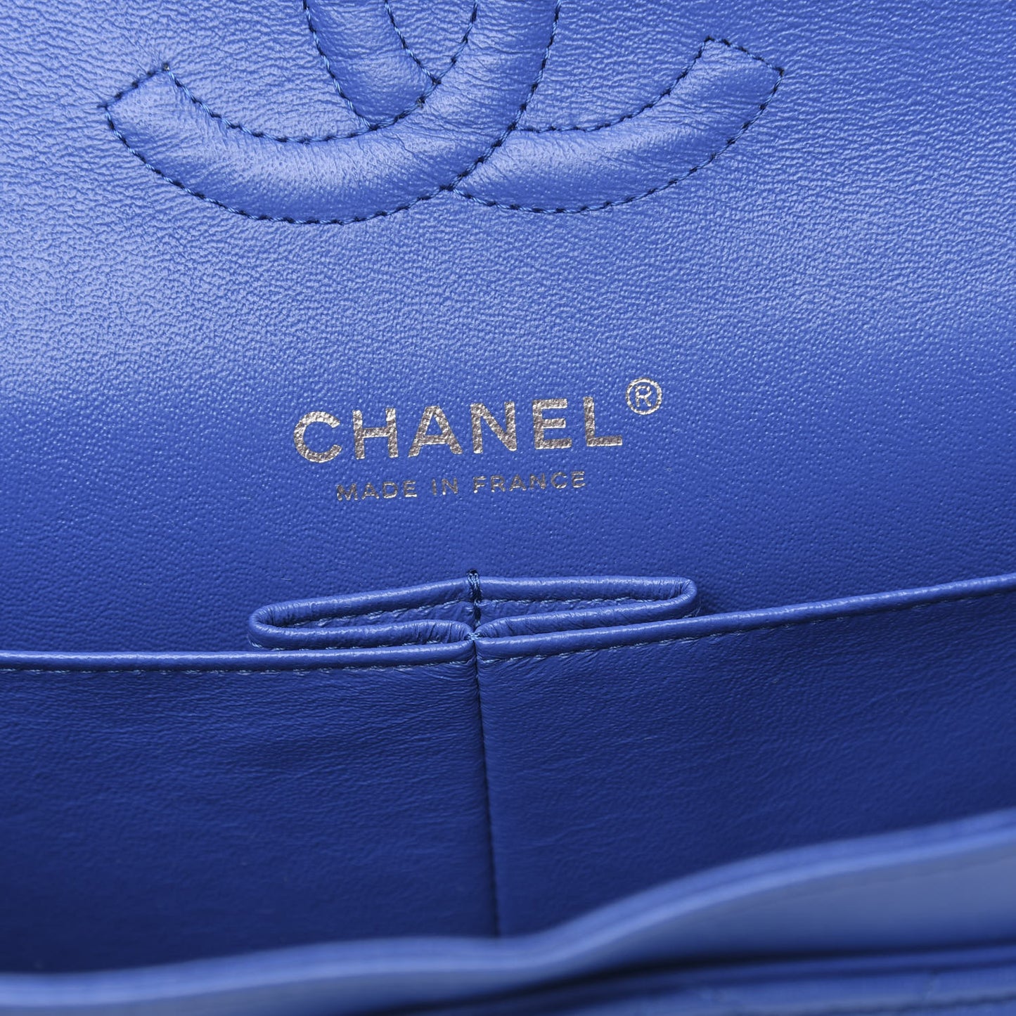 Lambskin Quilted Medium Double Flap Blue