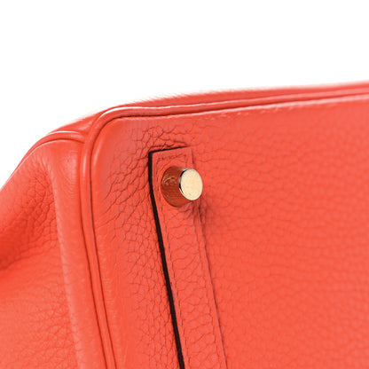 Hermes Taurillon Clemence Birkin 25 Feu 10 of 34