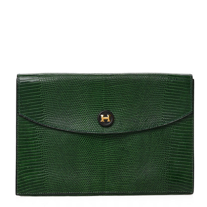 Hermes Lizard Rio Clutch Vert Moyen 1 of 7