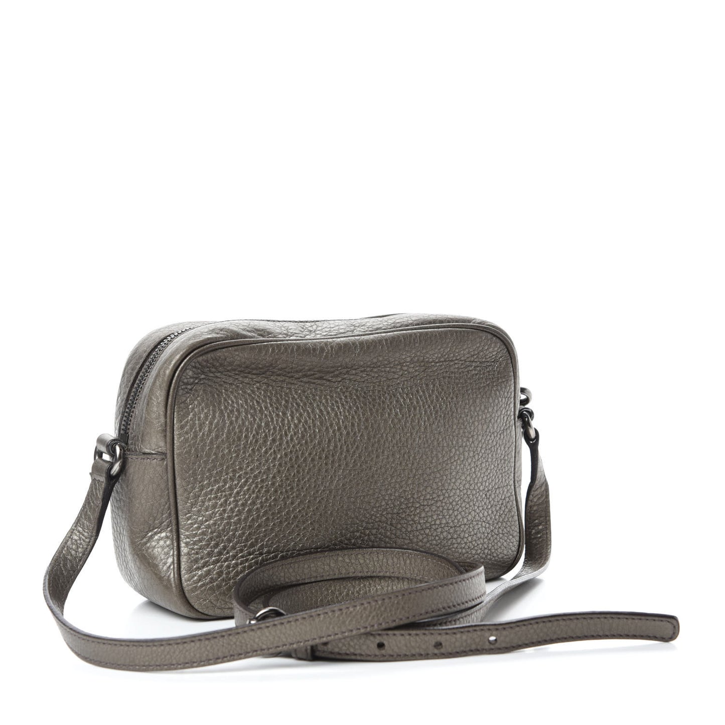Metallic Pebbled Calfskin Small Soho Disco Bag Sasso