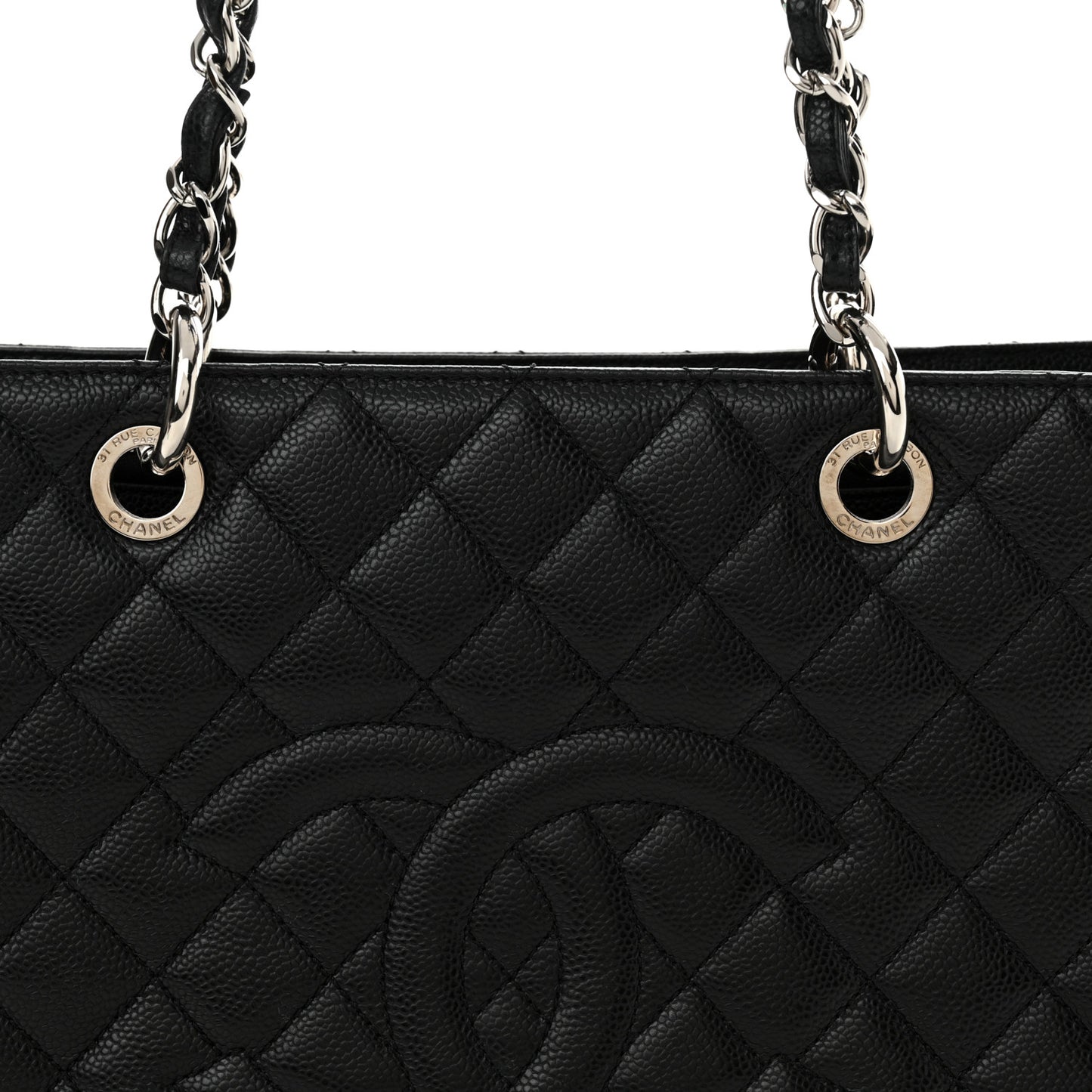 Caviar Quilted Grand Shopping Tote GST Black