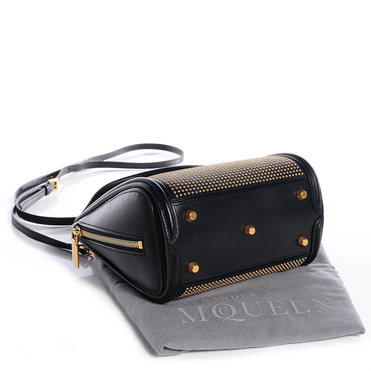 Leather Studded Mini Heroine Top Handle Bag Black