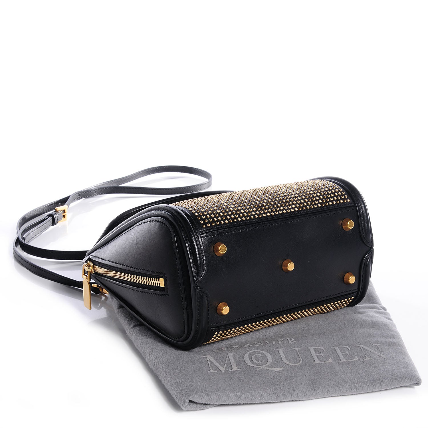 Alexander McQueen Leather Studded Mini Heroine Top Handle Bag Black 4 of 9