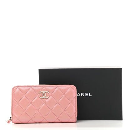 Chanel Iridescent Caviar Quilted Medium Zip Around Wallet Pink 9 of 9