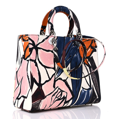 Christian Dior Canvas Graffiti Floral Printed Large Lady Dior Multicolor 3 of 9