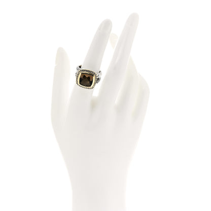 David Yurman Sterling Silver 18K Yellow Gold Diamond Smoky Quartz 11mm Albion Ring 53 6.5 2 of 7
