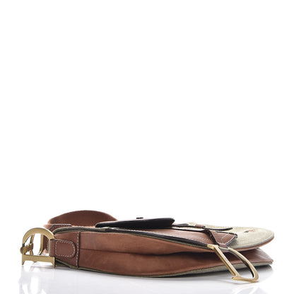 Christian Dior Calfskin Canvas Double Saddle Bag Green 4 of 9