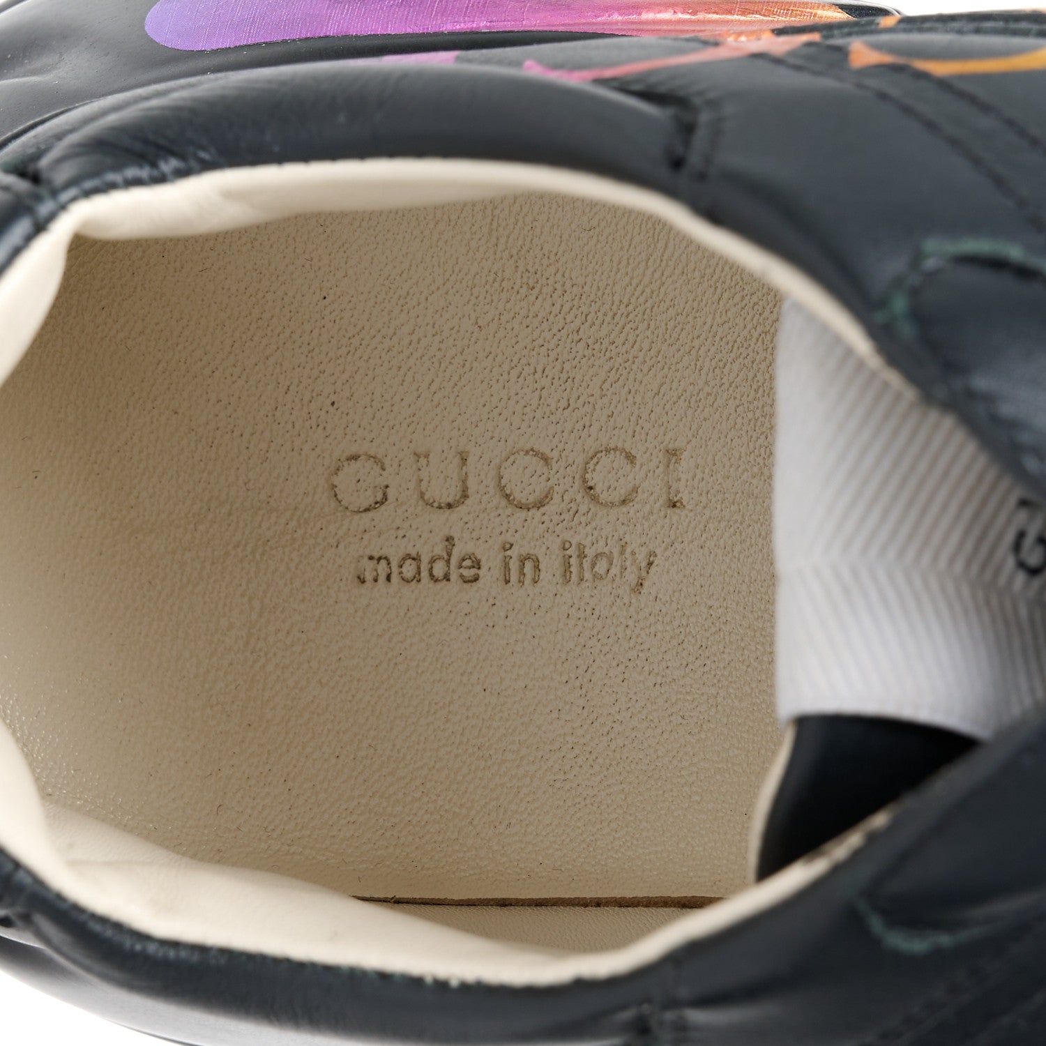 Gucci Calfskin Iridescent Logo Womens Rhyton Sneakers 39 Black 7 of 9