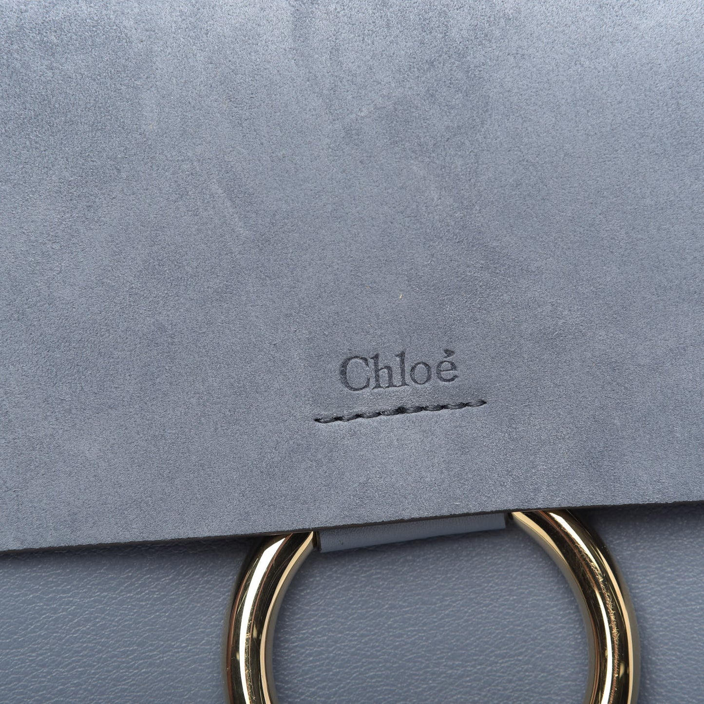 Suede Calfskin Small Faye Shoulder Bag Ash Blue
