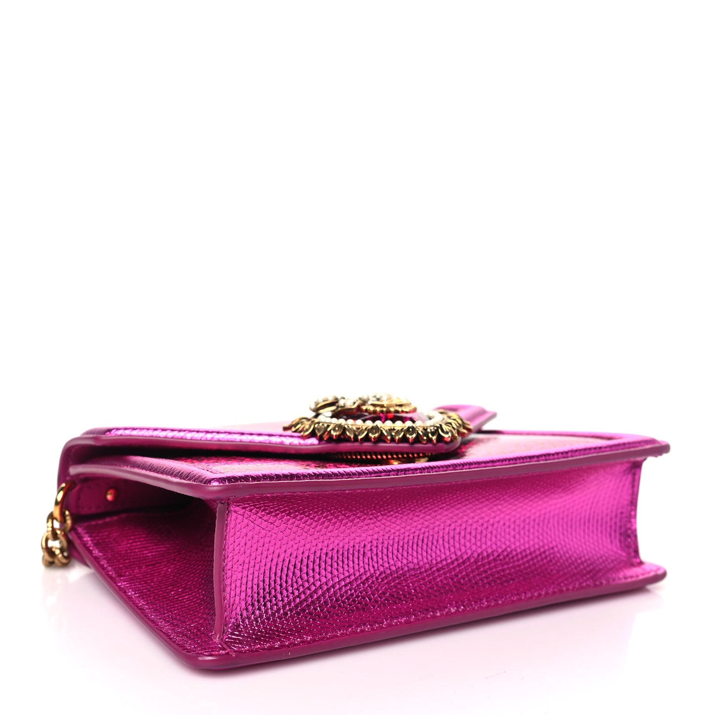 Glitter Metallic Lizard Small Devotion Top Handle Bag Fuchsia