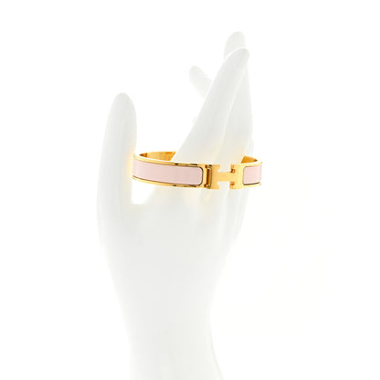 Hermes Enamel Narrow Clic Clac H Bracelet GM Rose Candeur 2 of 6