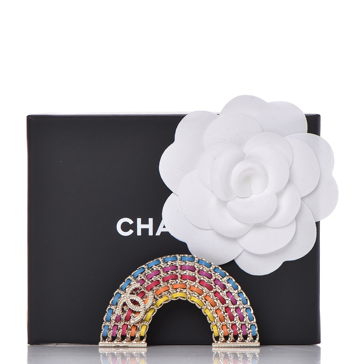 Chanel Lambskin Chain Rainbow CC Brooch Gold Multicolor 5 of 5