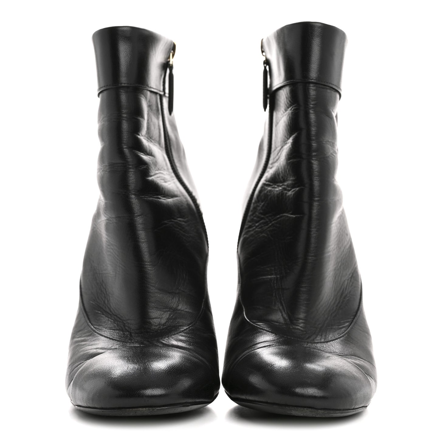 Goatskin Pearl Cap Toe Boots 38.5 Black