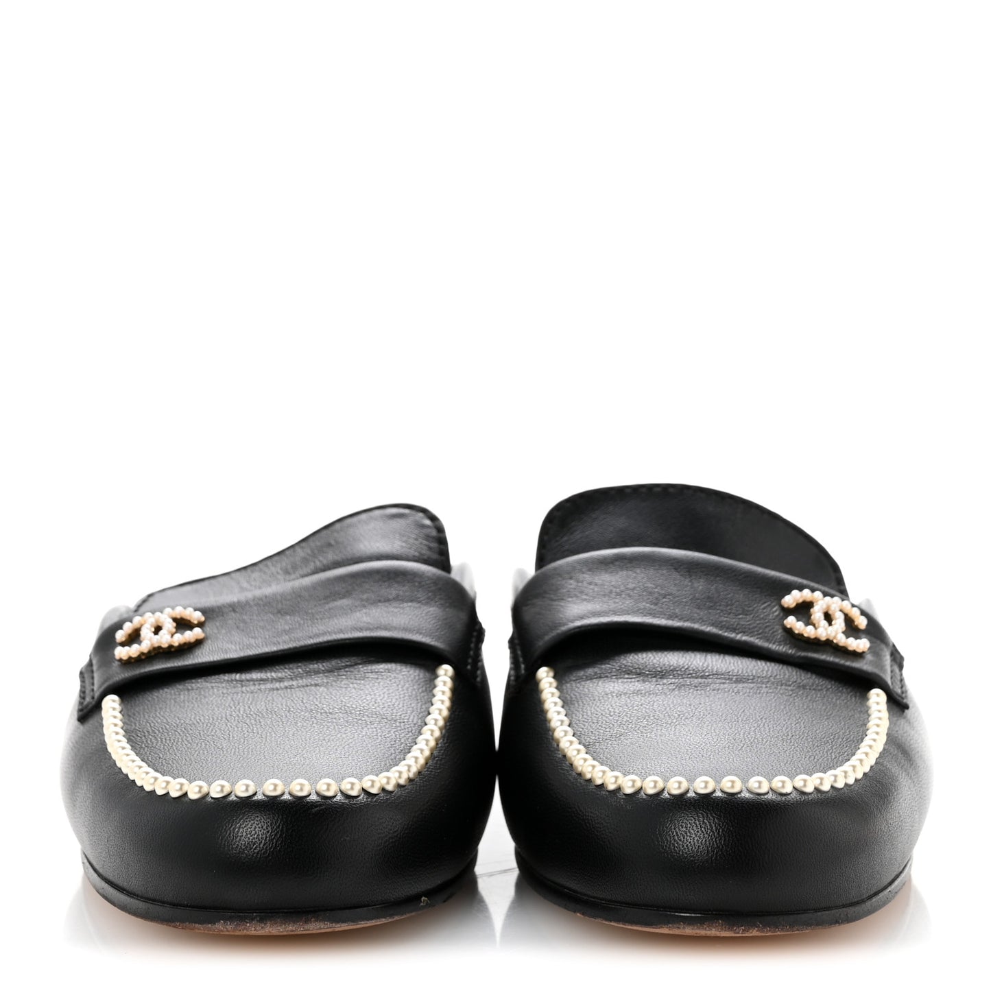 Lambskin Pearl CC Mules 38 Black