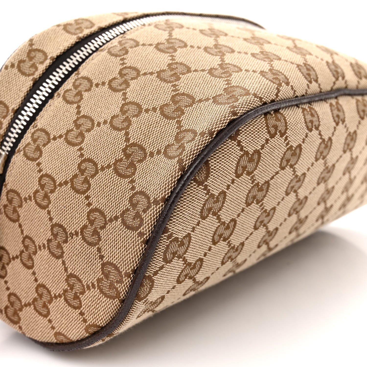 Gucci Monogram Dollar Calfskin Waist Pouch Beige Ebony Testa di Moro Marrone Scuro 9 of 11