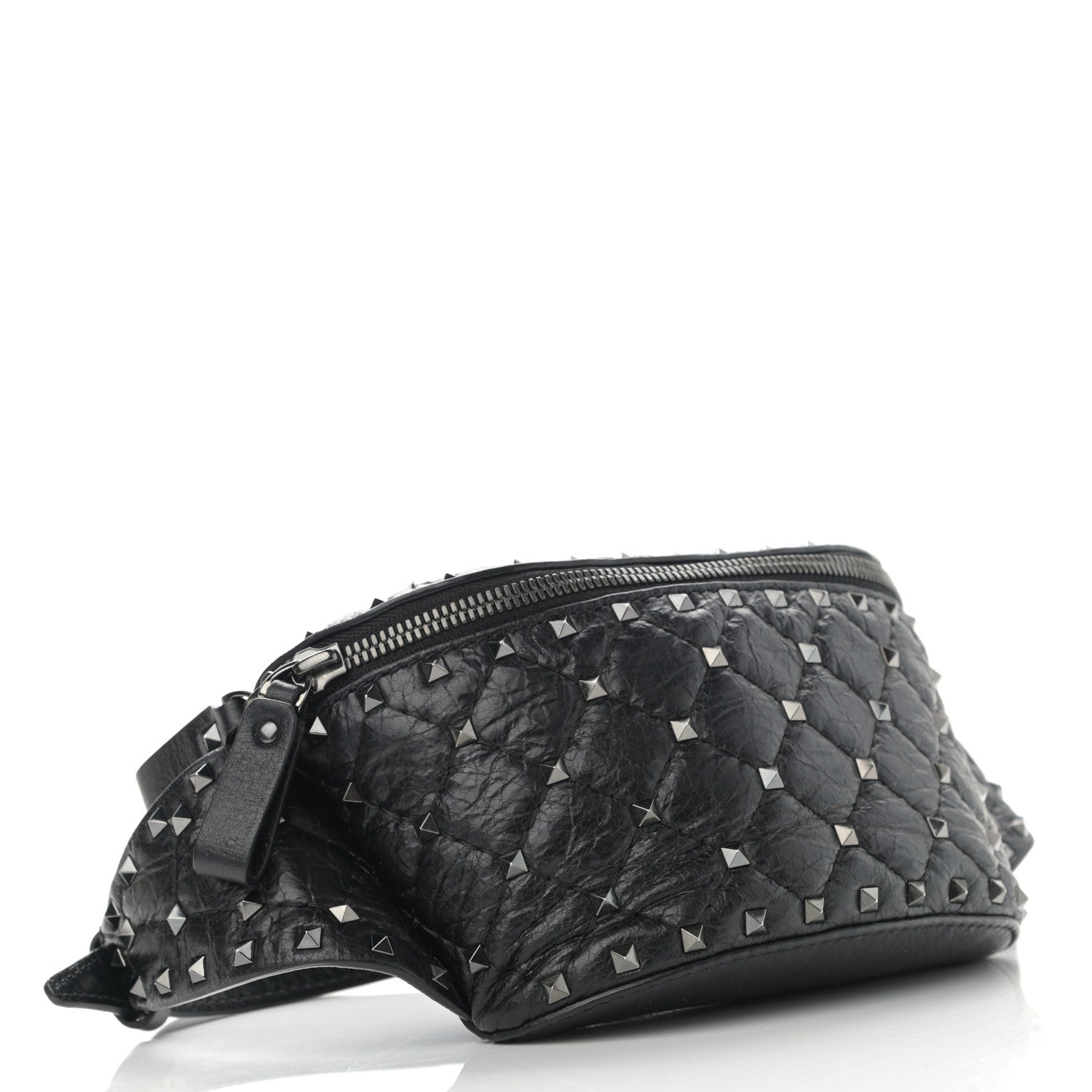 Valentino Garavani Craquele Nappa Rockstud Spike Belt Bag Black 3 of 9